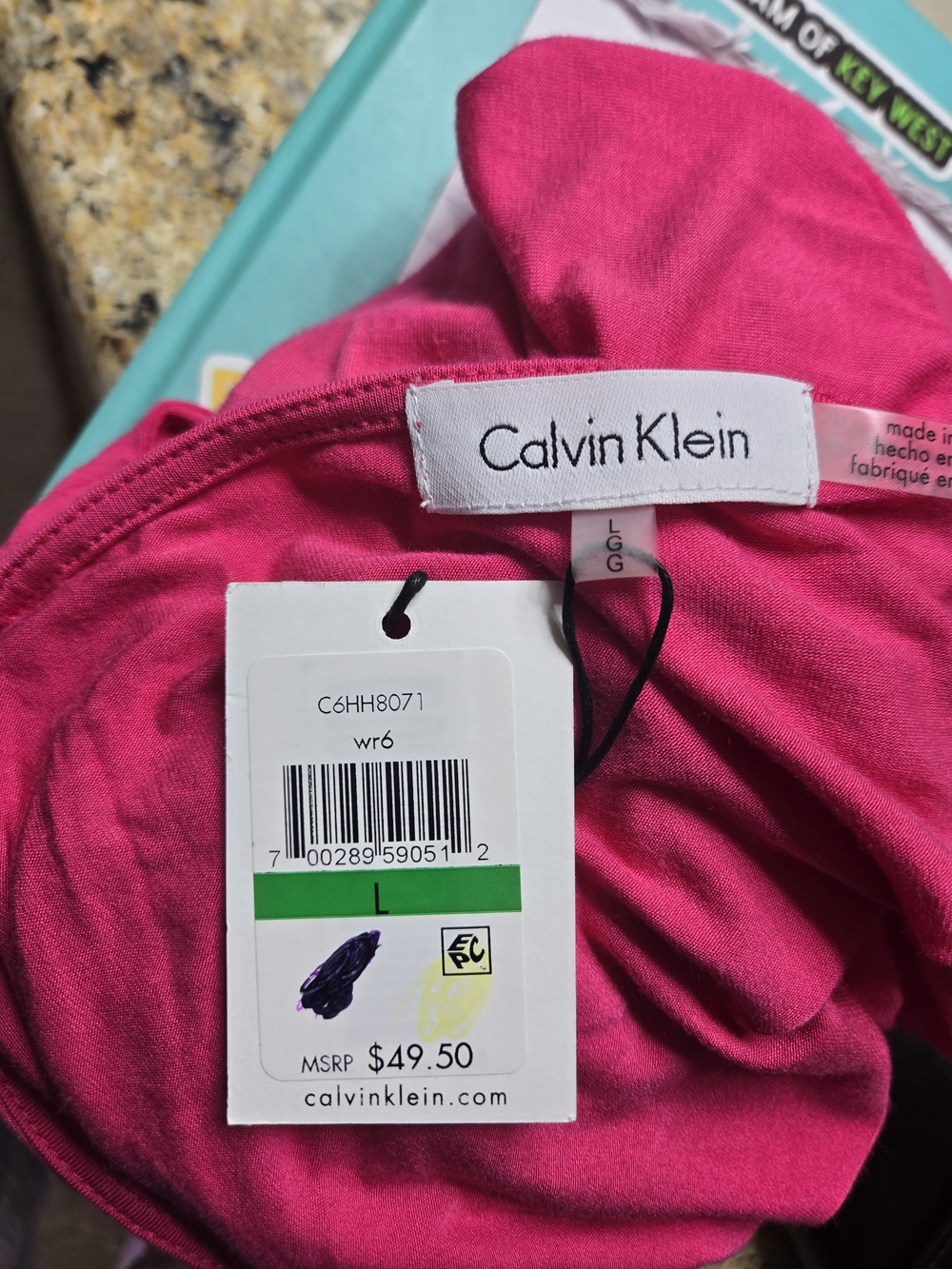 NWT Calvin Klein Ladies L Fushia Scoop Neck Long Sleeve Blouse - Picture 4 of 4